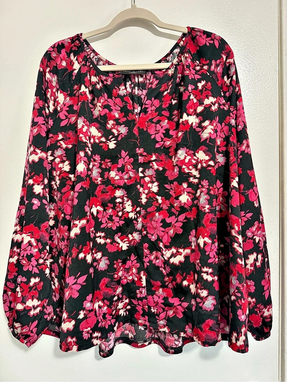 Lane Bryant Floral Long Sleeve Blouse in Black & Pink Size 18/20